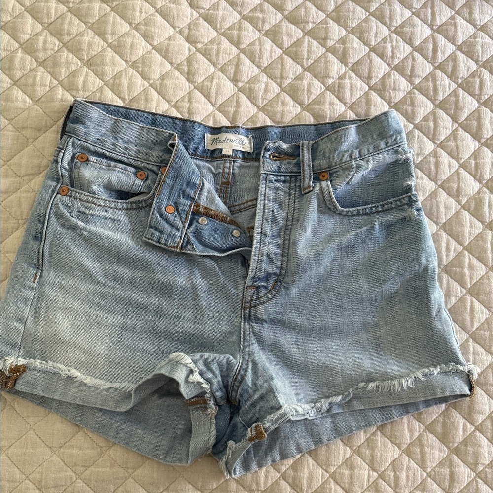 Madewell Blue Jean Shorts Distressed High-Waisted